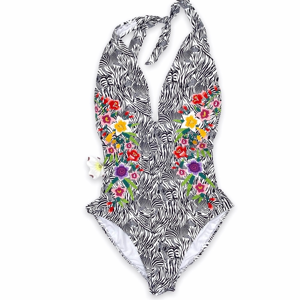 NWT Johnny Was Spring Halter One Piece Swim Suit, M - Picture 4 of 15